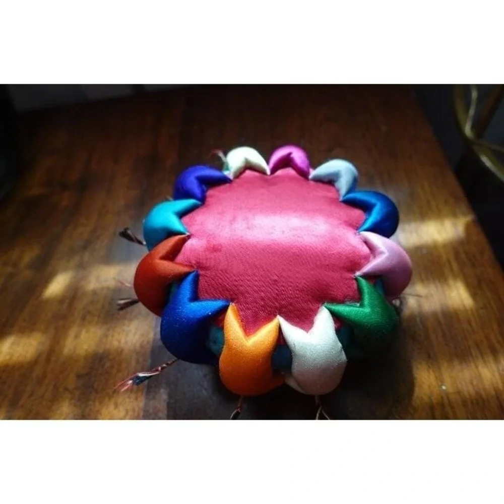 Vintage Asian Inspired‎ Pin Cushion Doll Cluster Teal Satin sewing DIY accesory